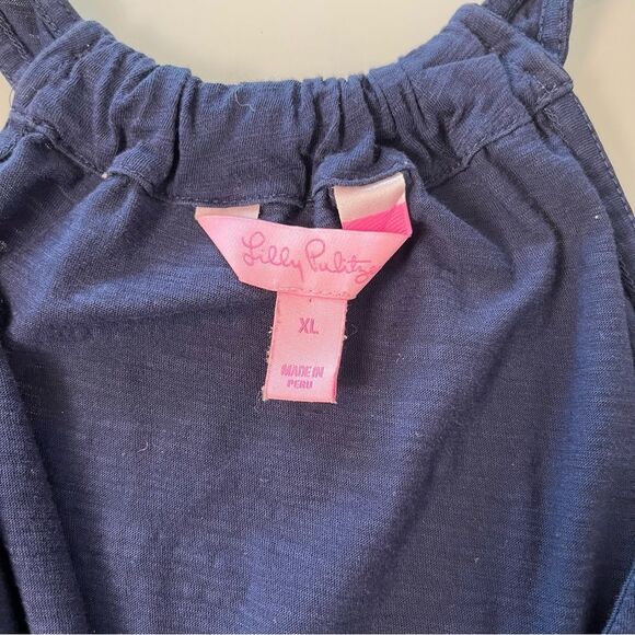 Lilly Pulitzer Minka Trapeze Tank Top Navy Blue Size XL Beachy Coastal - Picture 4 of 5